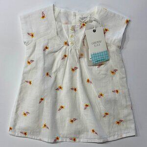 CARREMENT BEAU - MINI DRESS OFF WHITE/PINK WITH EMBROIDERIES